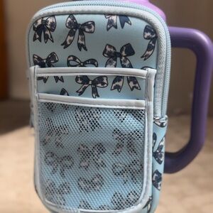 Coquette Bow Print Blue Tumbler Pouch